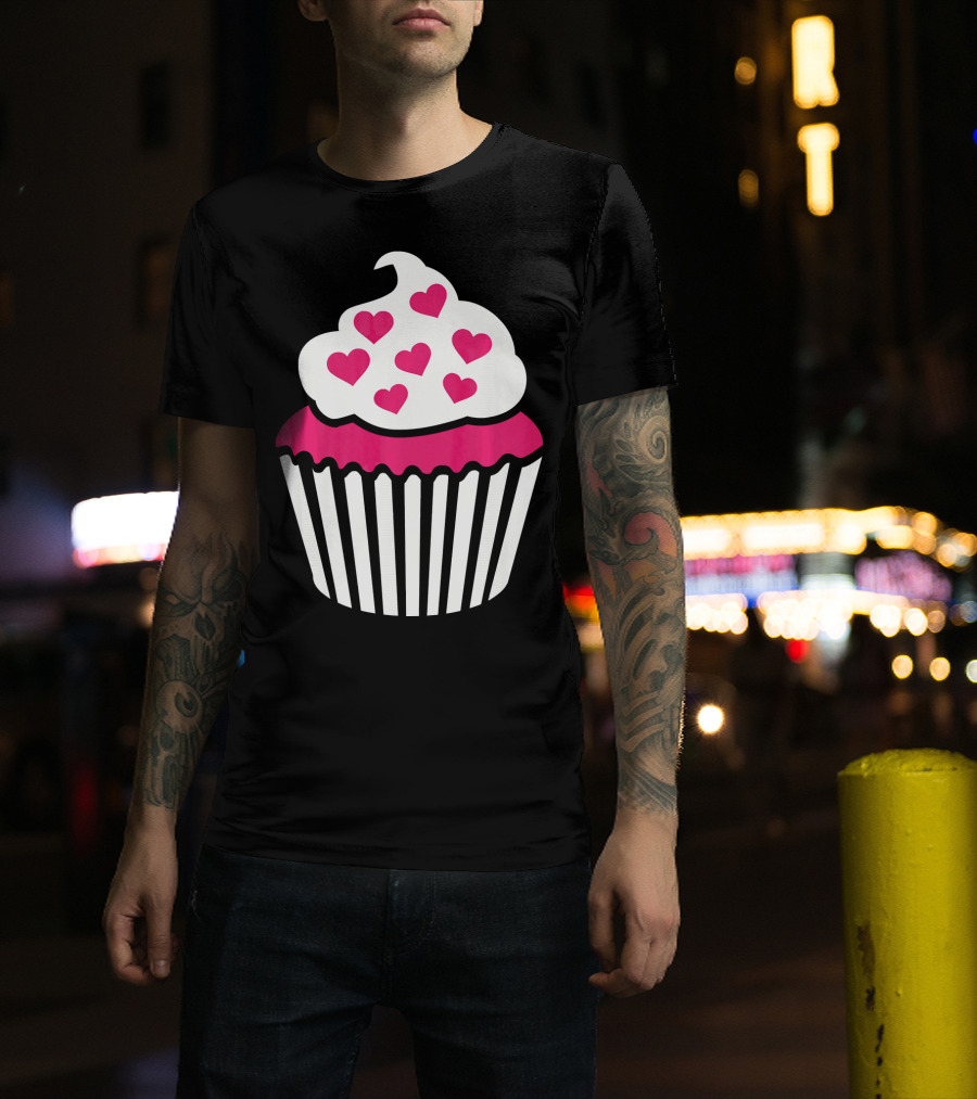 Cupcake With Pink Hearts T-Shirt