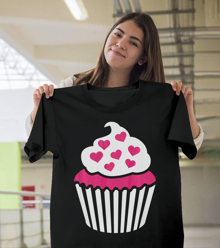 Cupcake With Pink Hearts T-Shirt