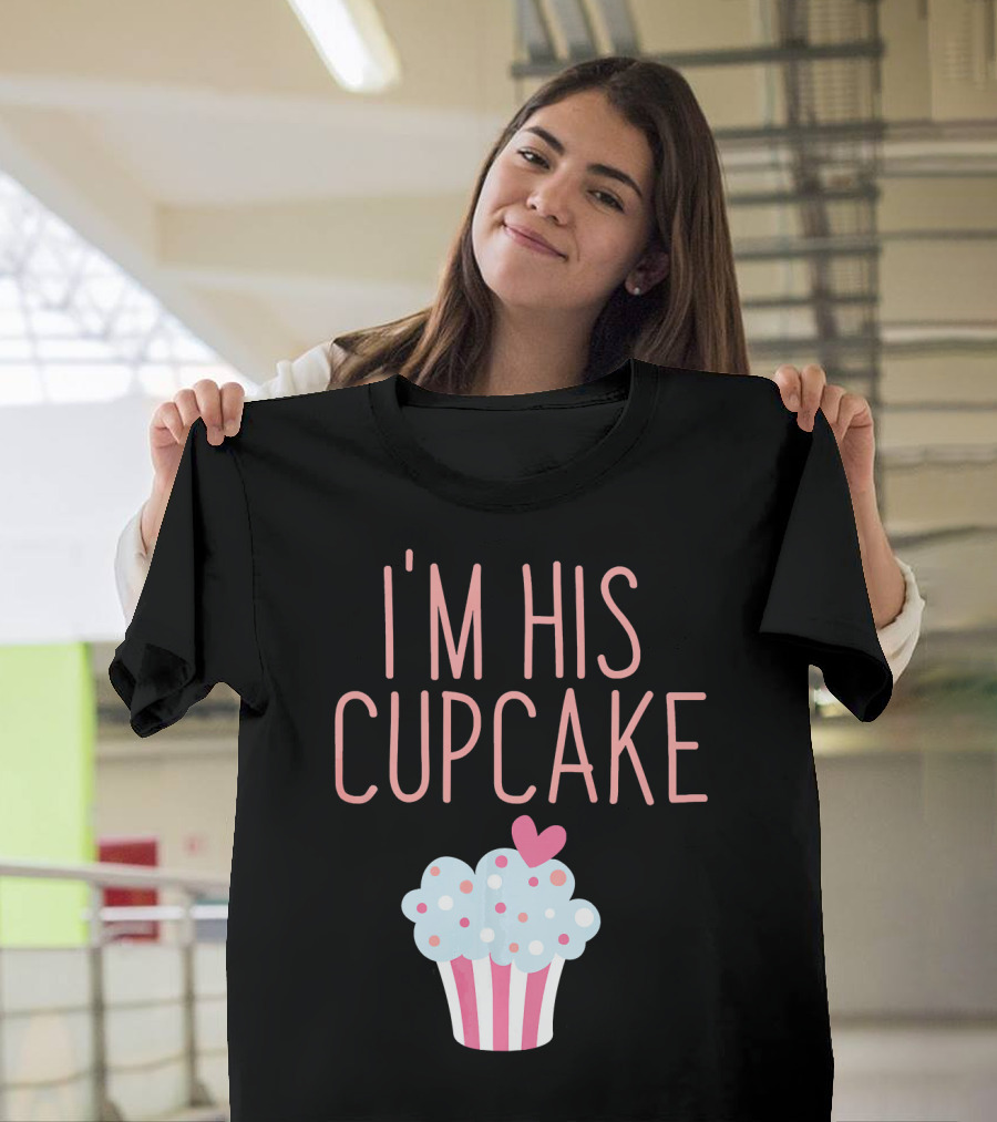 I'm His Cupcake Valentine's Day Couple with Heart and Polka Dot Frosting T-Shirt