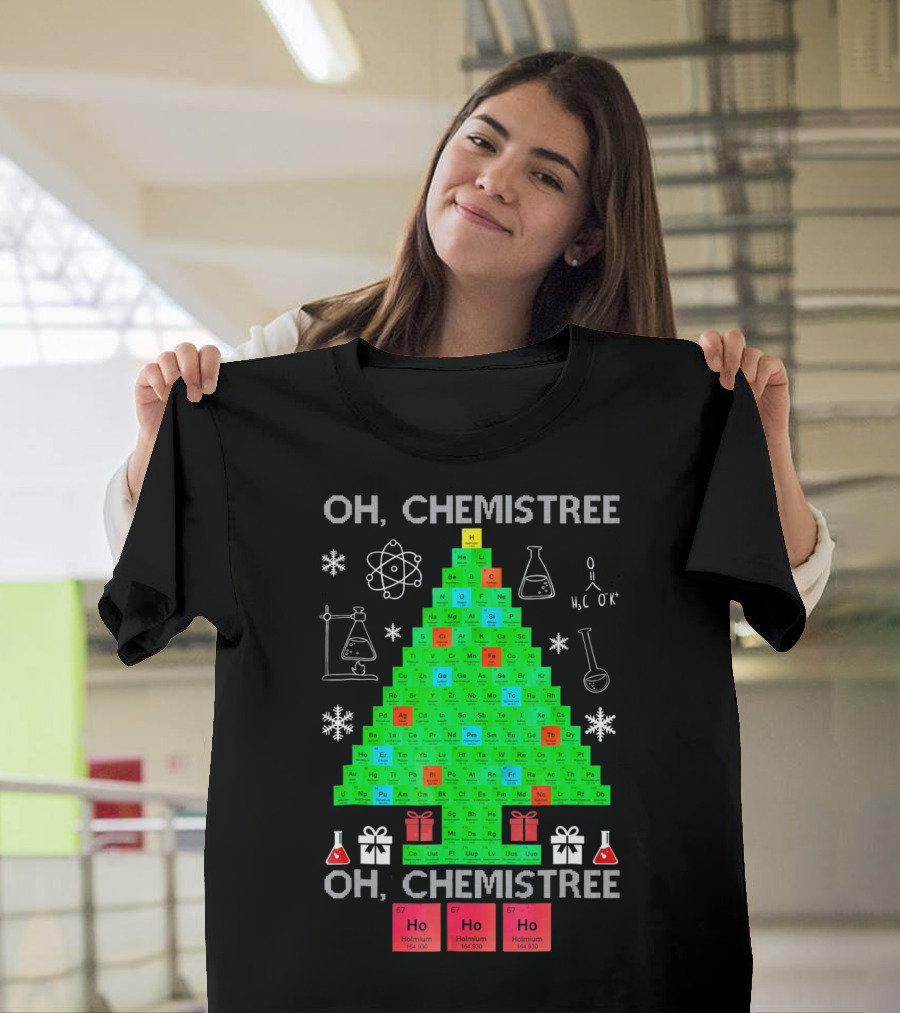 Oh Chemistree Periodic Table Christmas Humor Chemistry T-Shirt