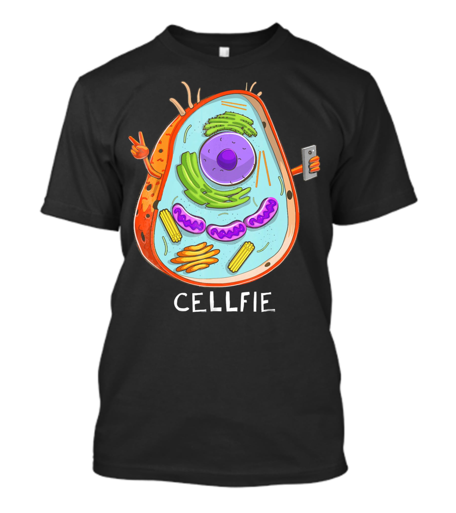 CELL FIE Biology Cellular Biology Cellfie Cartoon Cell Taking Selfie Biology Joke T-Shirt