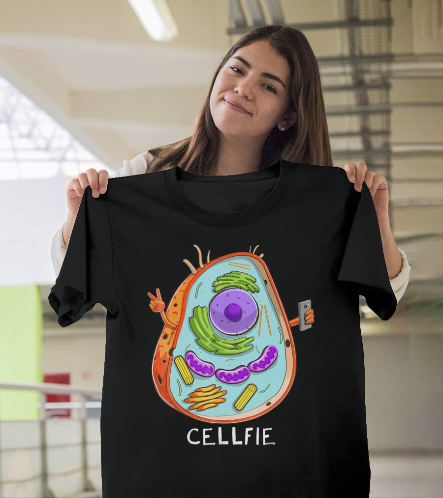 CELL FIE Biology Cellular Biology Cellfie Cartoon Cell Taking Selfie Biology Joke T-Shirt
