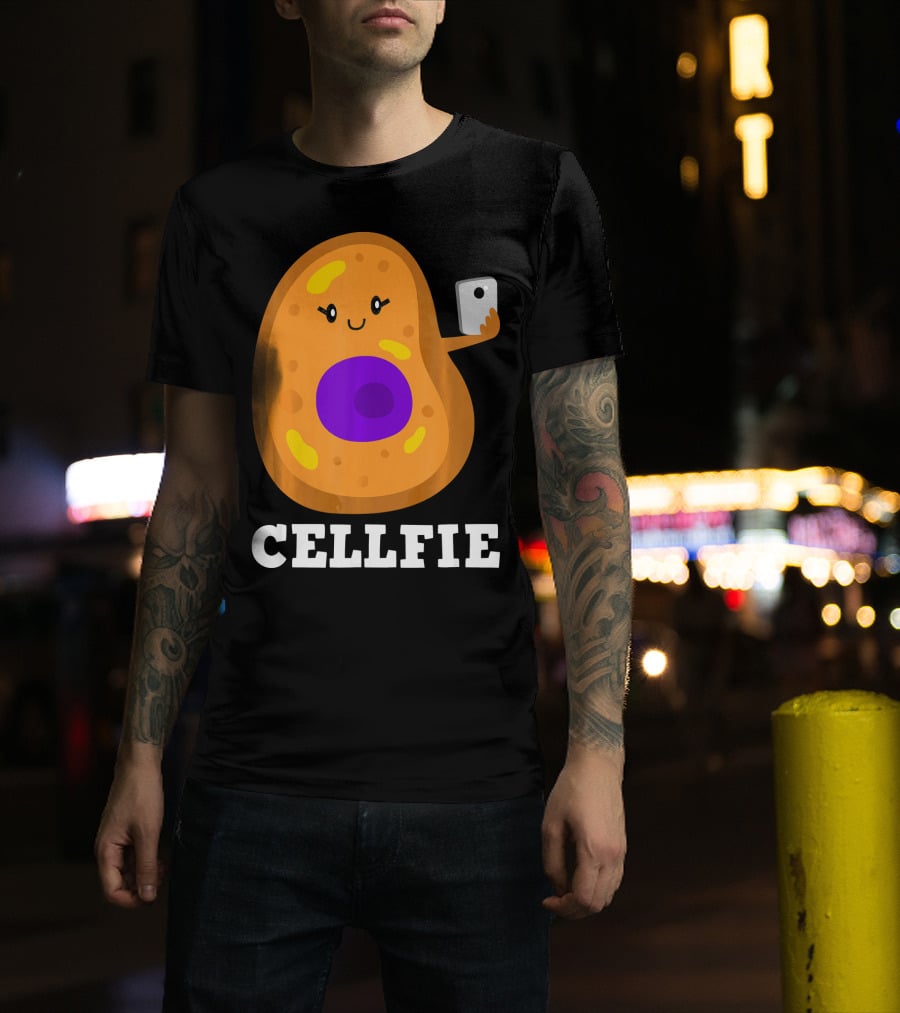 Cute Cell Character Taking Selfie For Science Teacher Enthusiasts T-Shirt