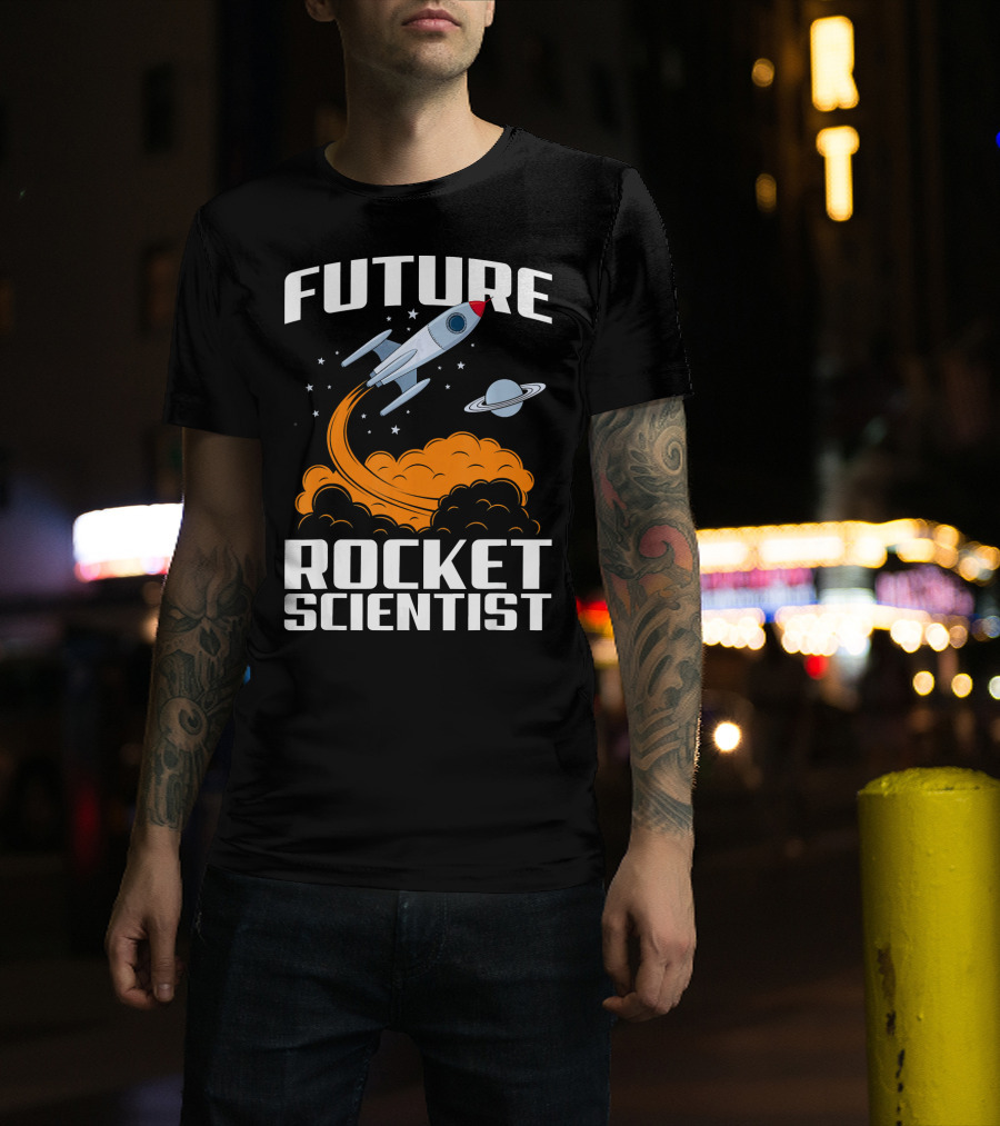 Future Rocket Scientist Spaceship Blast Off With Planet Saturn T-Shirt