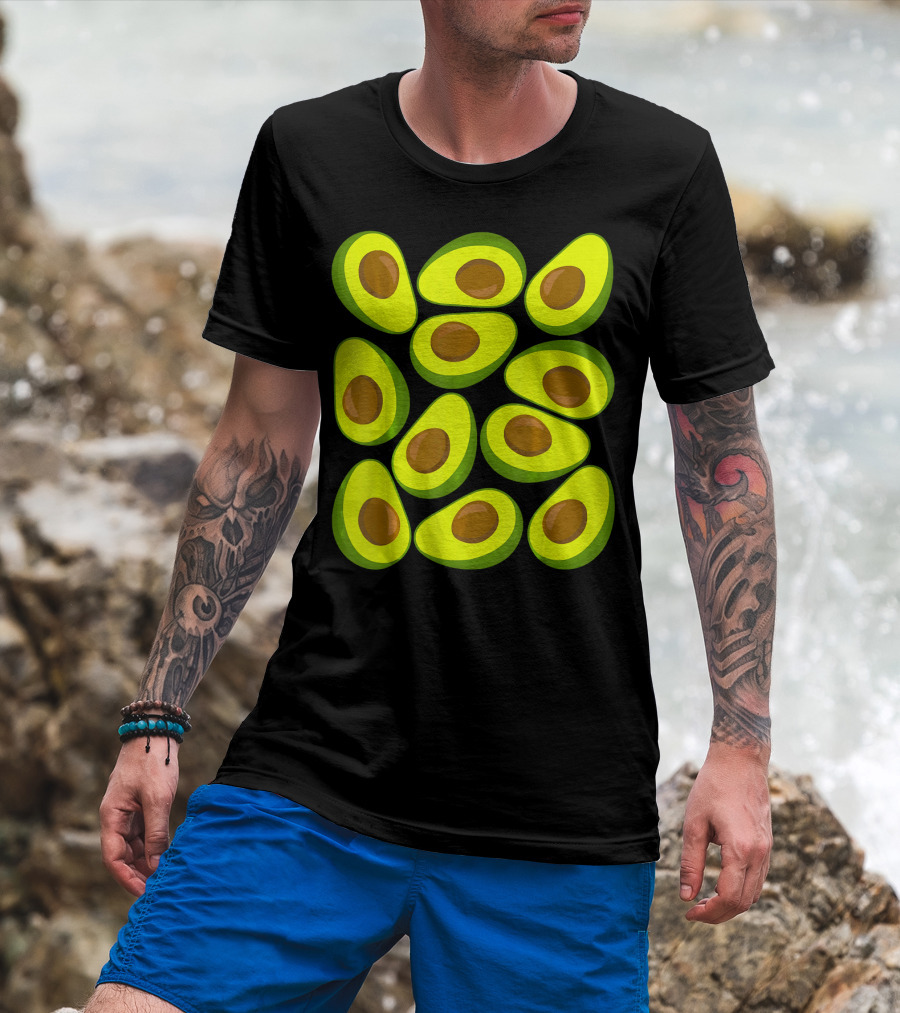 Avocado Pattern Funny Costume Holy Guaca T-Shirt
