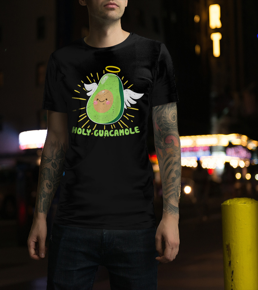 Holy Guacamole Avocado Lover Funny Veget Angel Wings Halo T-Shirt
