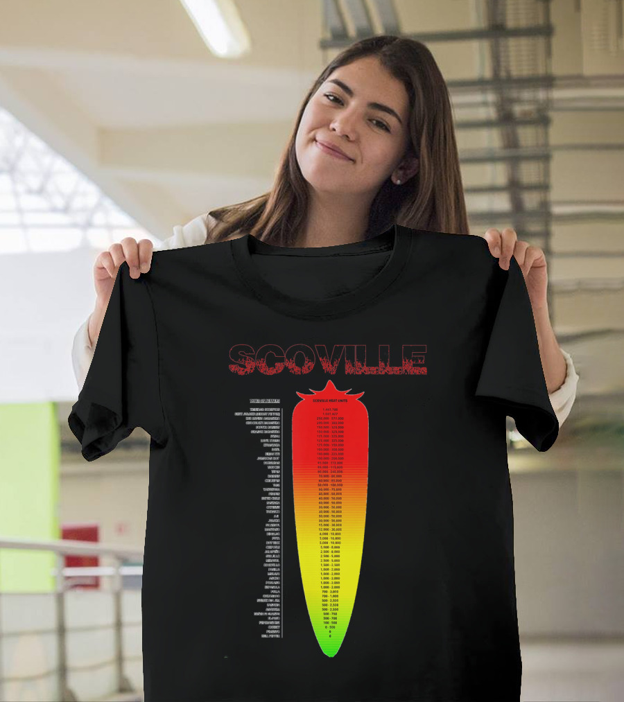 Scoville Pepper Heat Scale Chart With Ranked Spice Levels T-Shirt