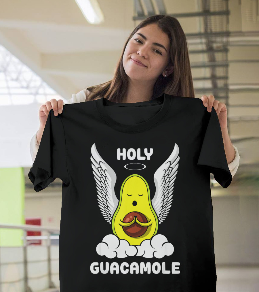 Holy Guacamole Avocado Angel with Wings Vegan Funny T-Shirt