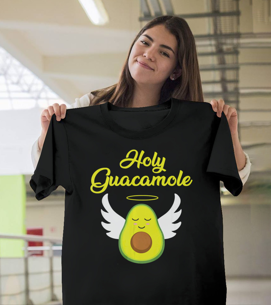 Holy Guacamole Cute Avocado Angel with Halo and Wings T-Shirt