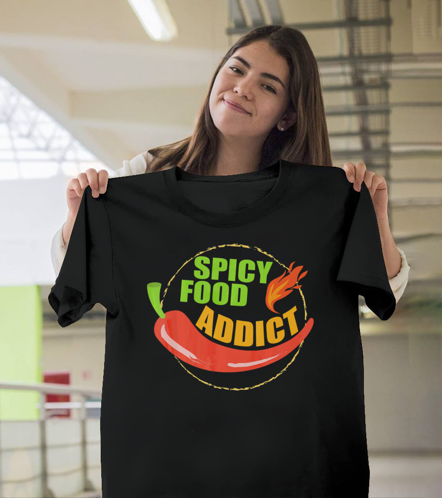 Spicy Food Addict Hot Chili Pepper Flame T-Shirt