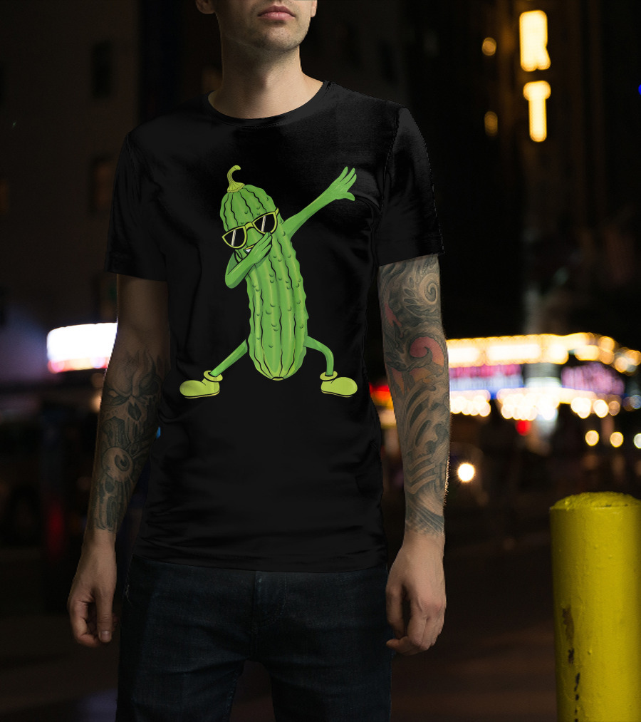 Dabbing Pickle Dancing Cucumber Lover Sunglasses Fun Pose T-Shirt