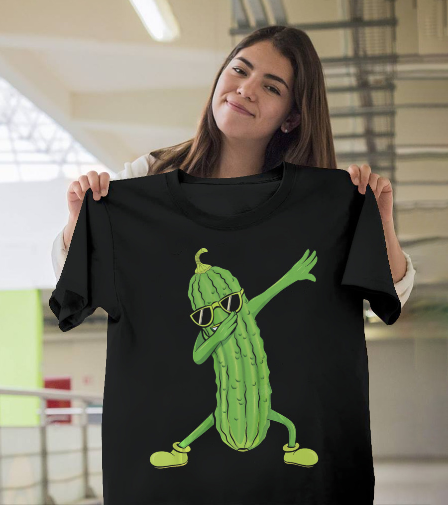 Dabbing Pickle Dancing Cucumber Lover Sunglasses Fun Pose T-Shirt