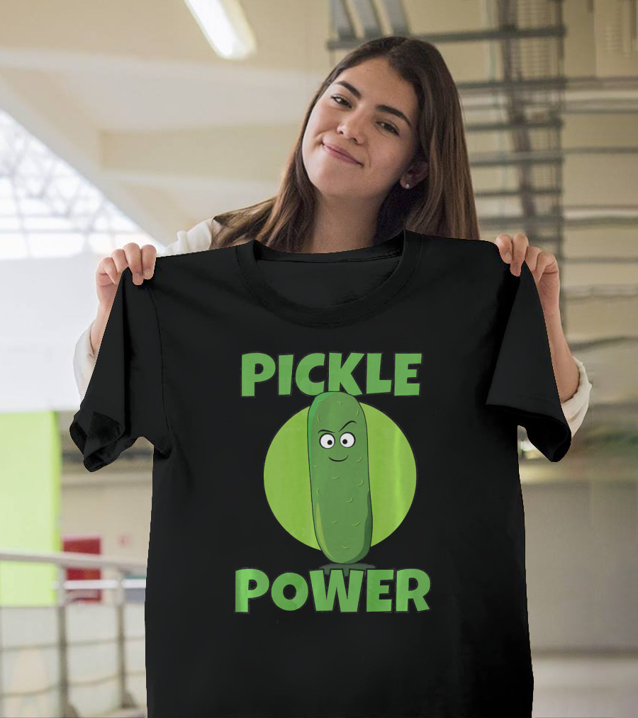 Pickle Power I Love Pickles Smiling Cartoon Pickle Character T-Shirt