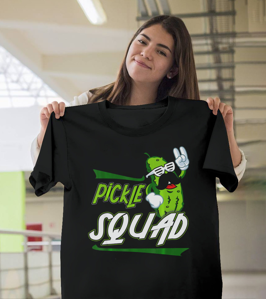 Pickle Squad Great Pickles Lover Retro Cool Mustache Rocker T-Shirt