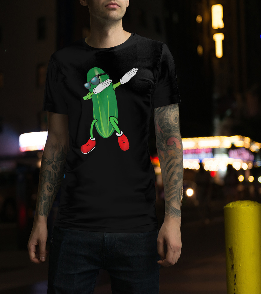 Dabbing Cucumber Pickle With Sunglasses And Red Shoes T-Shirt