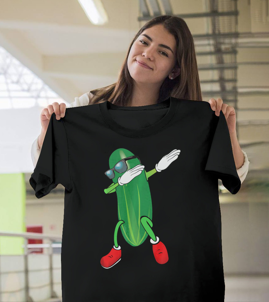 Dabbing Cucumber Pickle With Sunglasses And Red Shoes T-Shirt