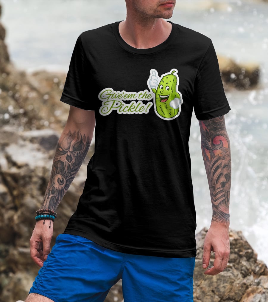 Give'em The Pickle Thumbs Up Cartoon Character T-Shirt