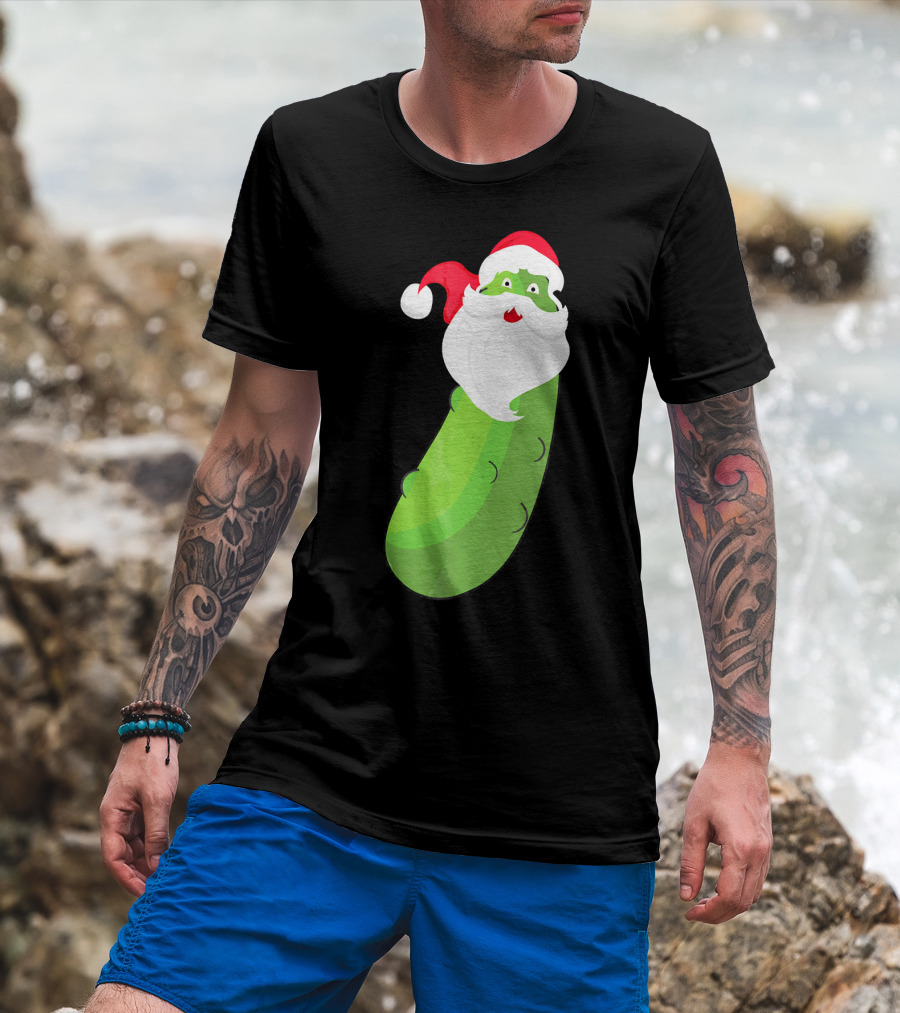 Lucky Pickle Funny Christmas Santa T-Shirt