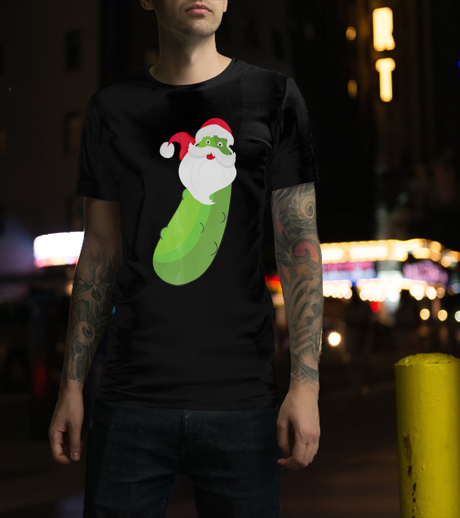 Lucky Pickle Funny Christmas Santa T-Shirt