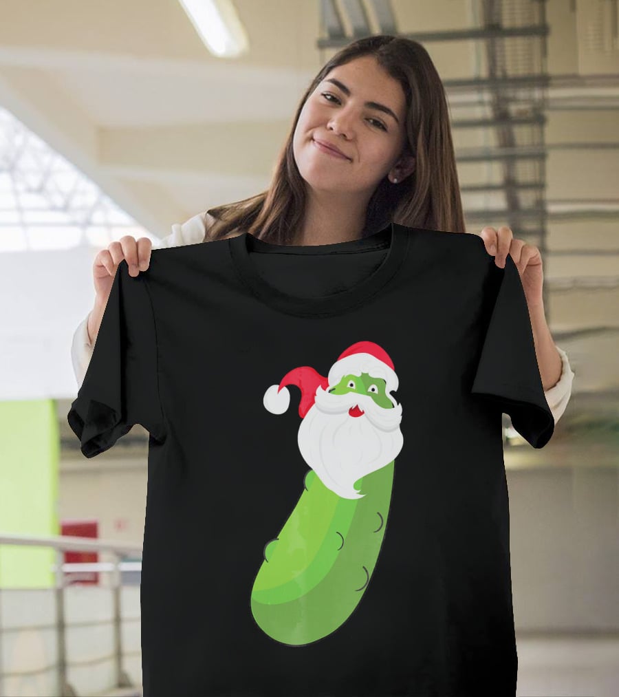 Lucky Pickle Funny Christmas Santa T-Shirt