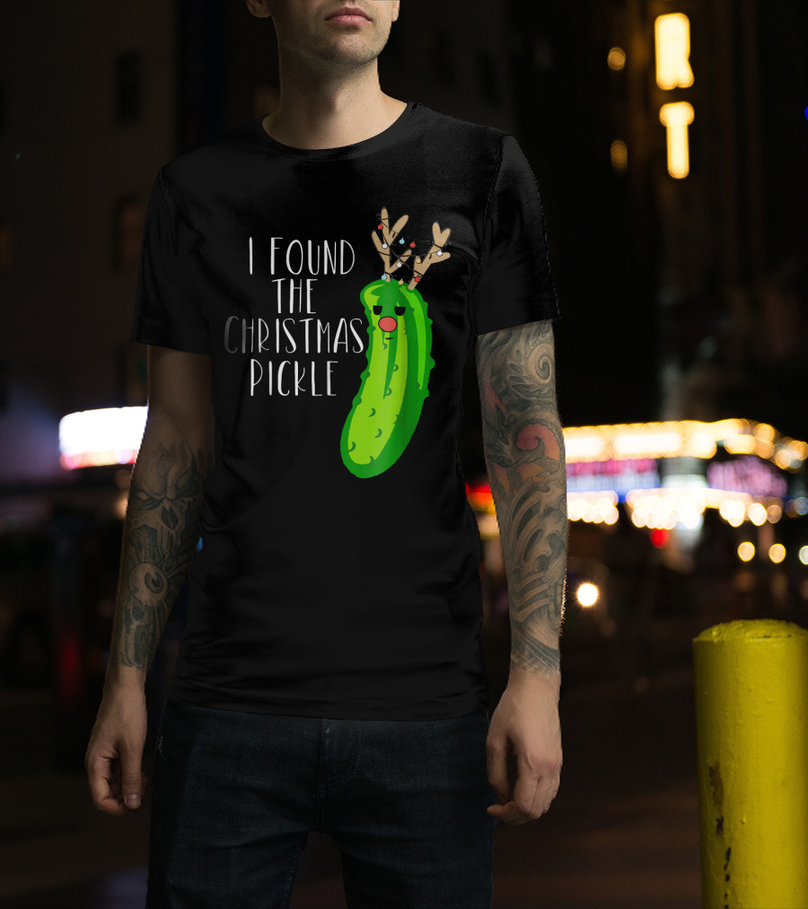 I Found The Christmas Pickle Reindeer Antlers Holiday Humor T-Shirt