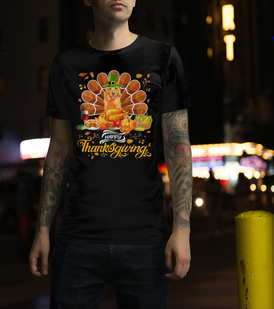 Happy Thanksgiving Golden Retriever Turk Feast T-Shirt