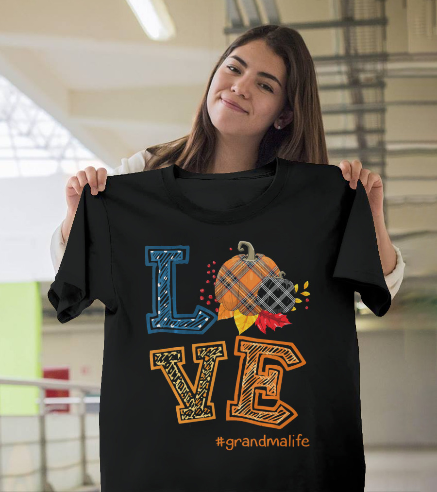 LOVE Plaid Pumpkin #grandmalife T-Shirt