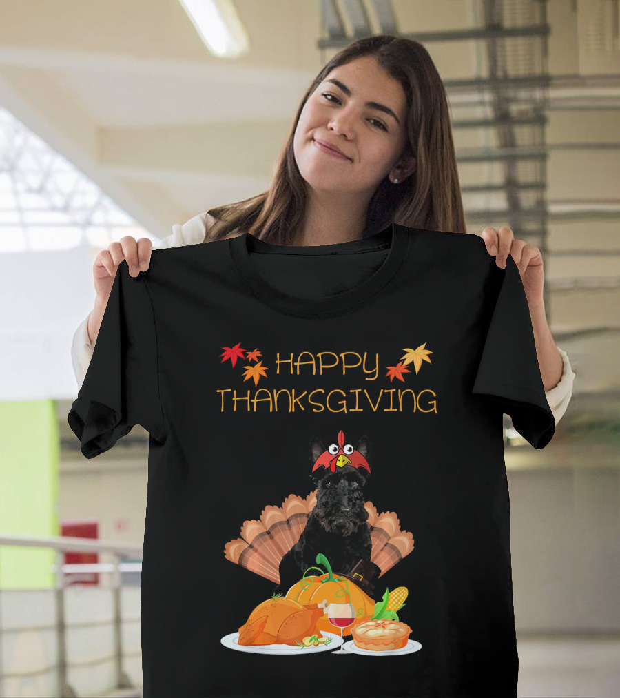 Happy Thanksgiving Day Scottish Terrier Turkey Feast T-Shirt