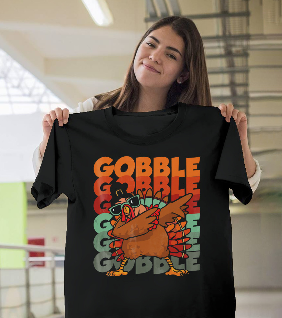 Gobble Gobble Dabbing Turkey with Sunglasses T-Shirt