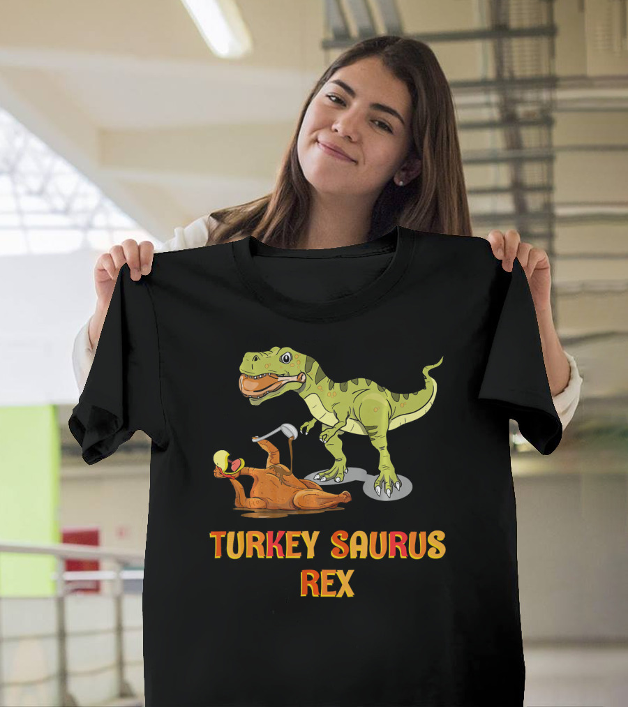 Thanksgiving Turkey Saurus Rex Dinosaur Humor T-Shirt