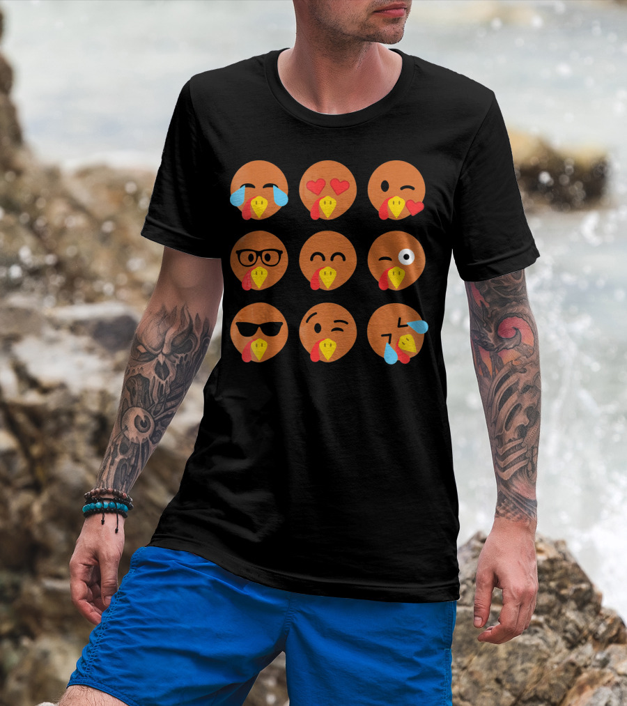 Turkey Emojis Crying Winking Heart Eyes Sunglasses Glasses Expressions T-Shirt