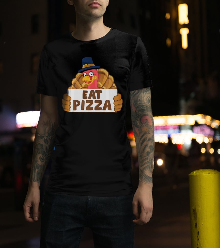Funny Thanksgiving Turkey Eat Pizza T-Shirt