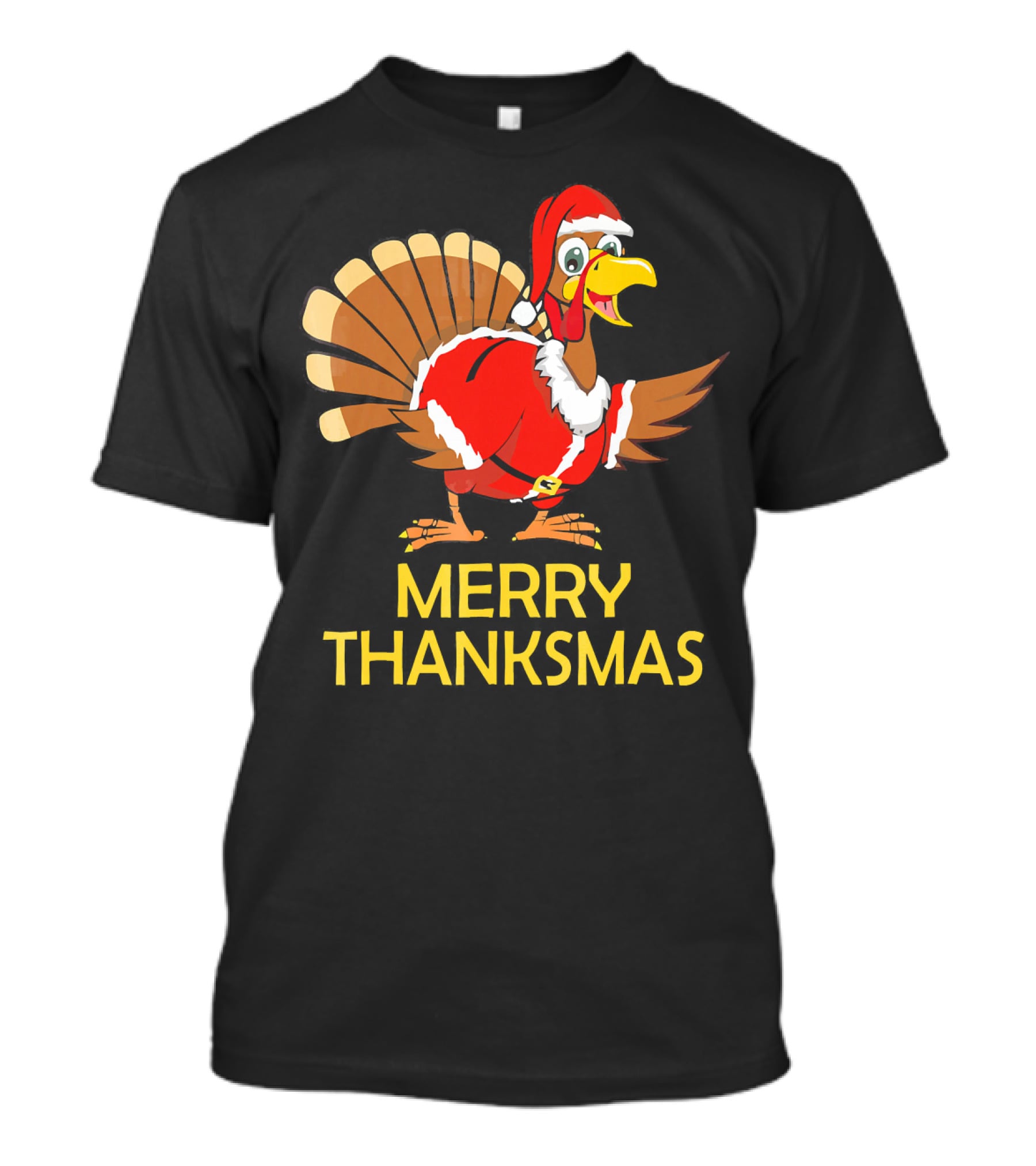 Merry Thanksmas Turkey Dressed In Santa Costume T-Shirt