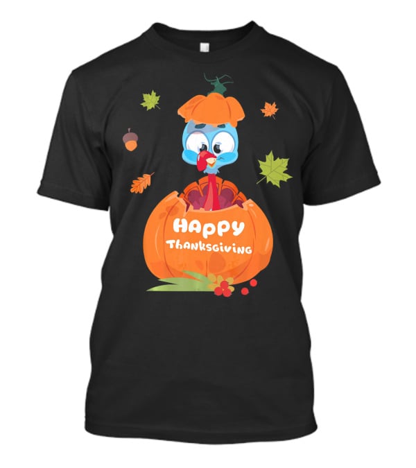 Happy Thanksgiving Cute Turkey Pilgrim In Pumpkin T-Shirt