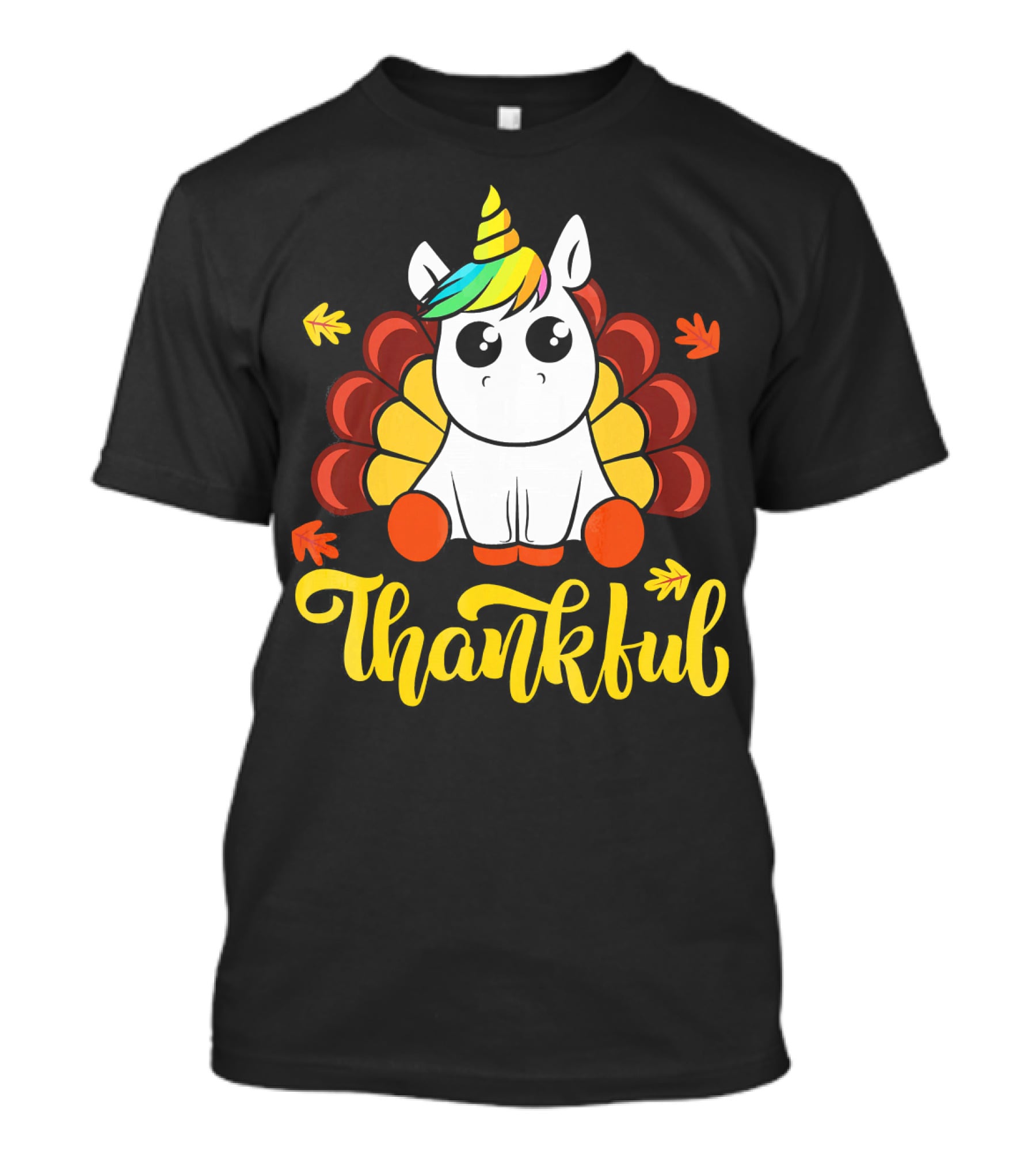 Thankful Thanksgiving Unicorn Turkey Cut T-Shirt