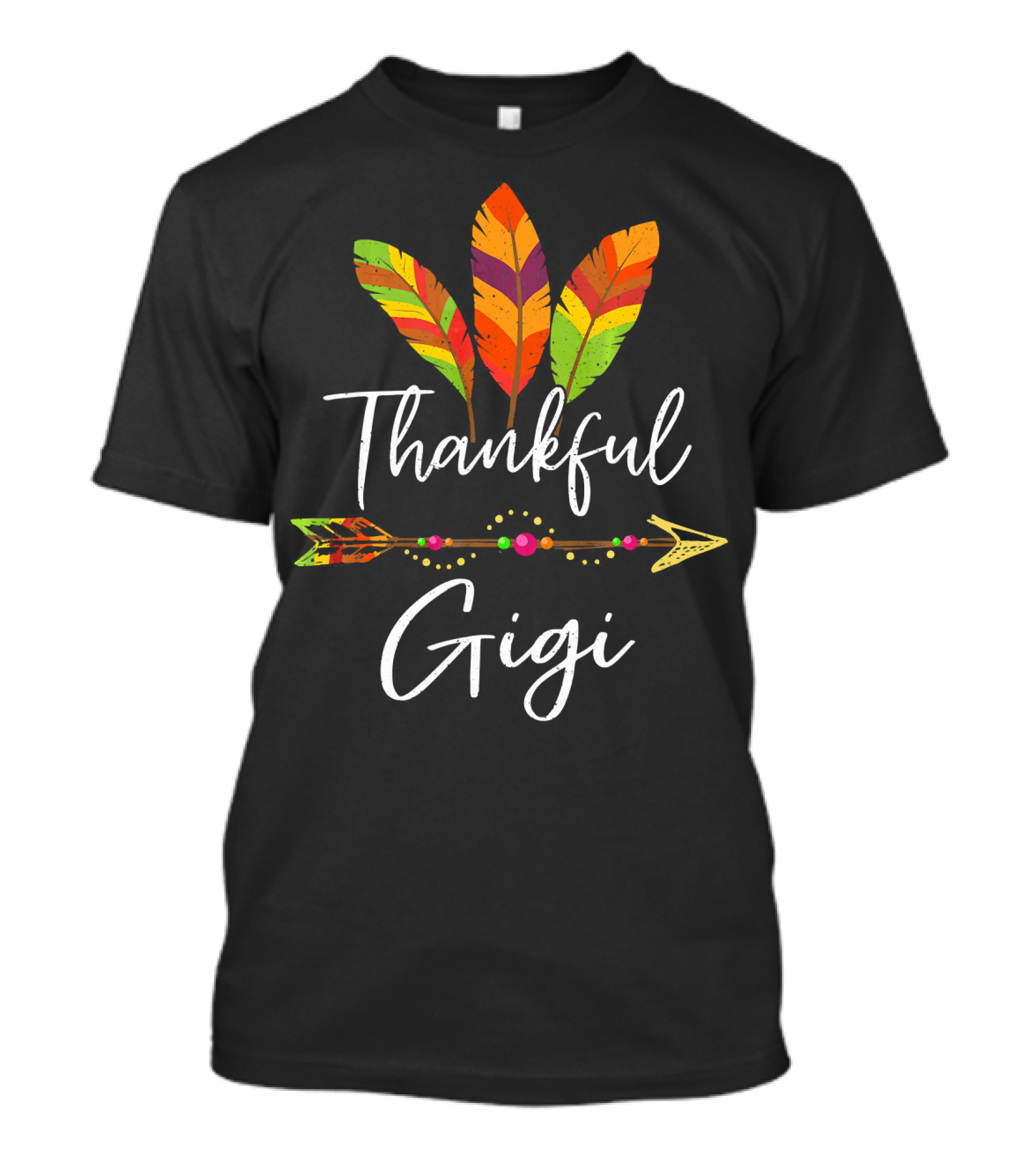 Thankful Gigi Colorful Feather And Arrow T-Shirt