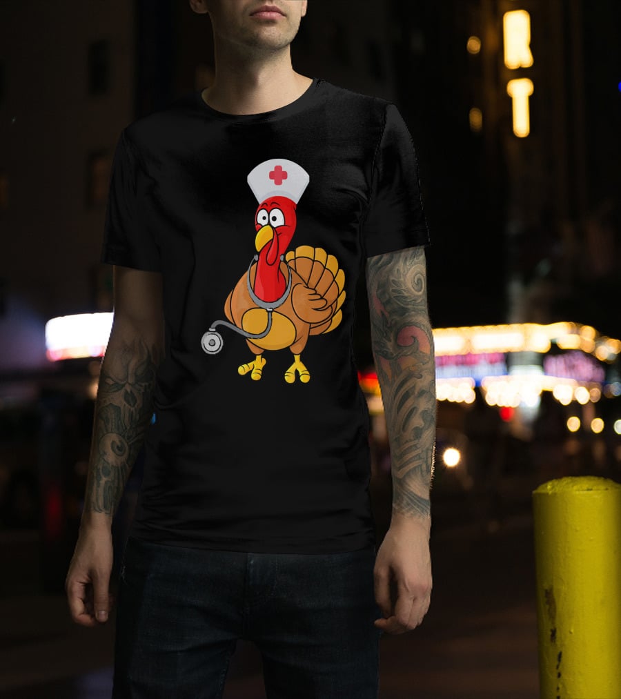 Funny Nurse Turkey For Nurses Thanksgiving T-Shirt