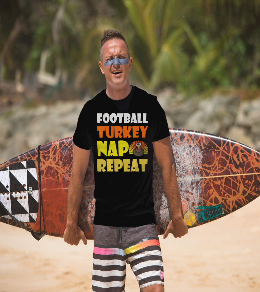Football Turkey Nap Repeat Thanksgiving Enthusiast T-Shirt