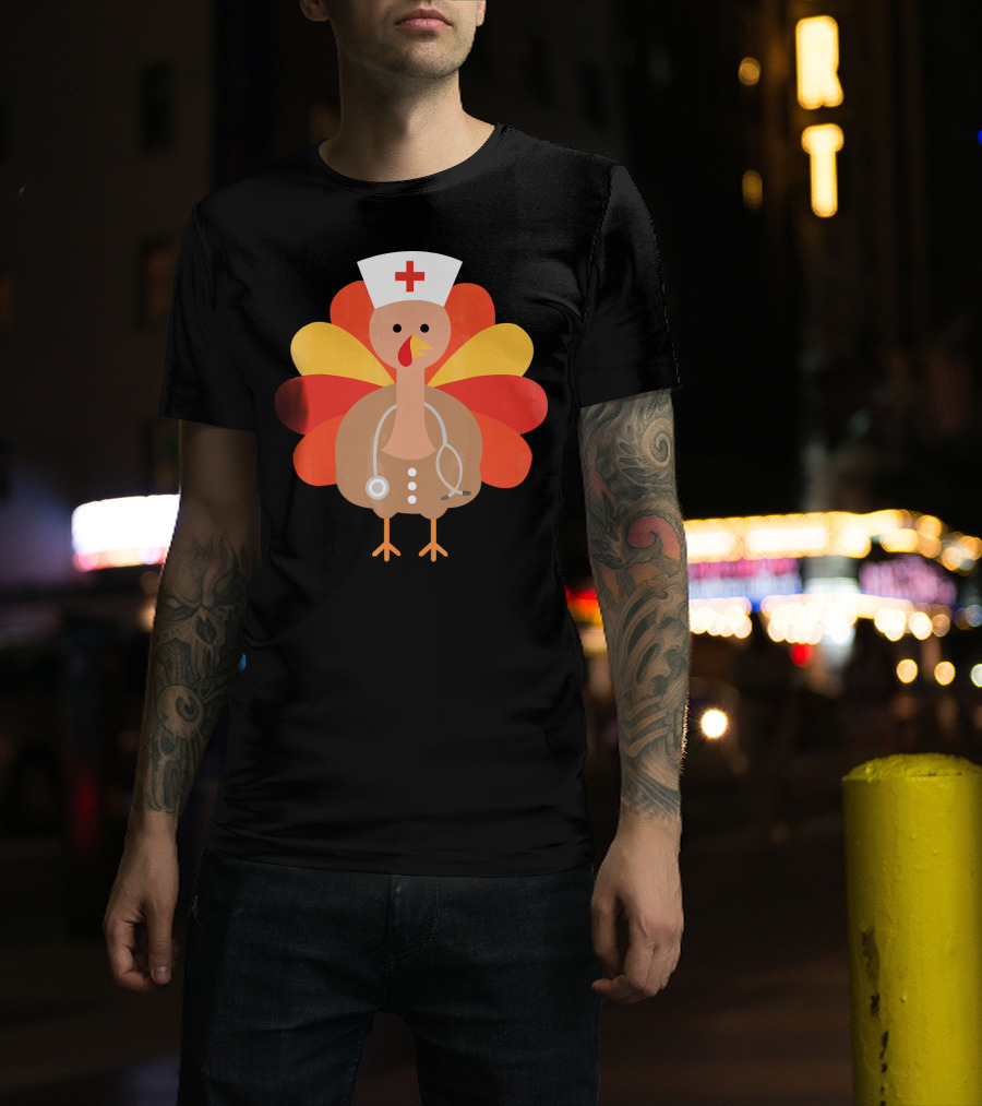 Thanksgiving Nurse Turkey With Stethoscope Cool T-Shirt