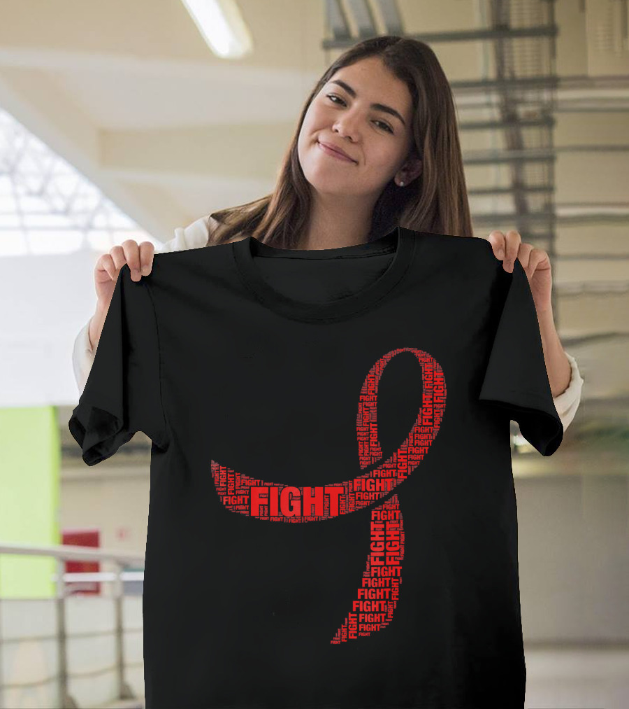 FIGHT Red Ribbon HIV AIDS Awareness T-Shirt
