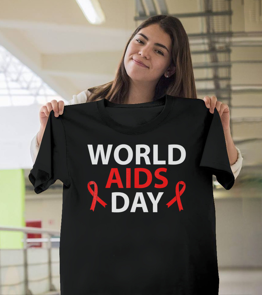 World Aids Day December 1 Red Ribbon Awareness T-Shirt