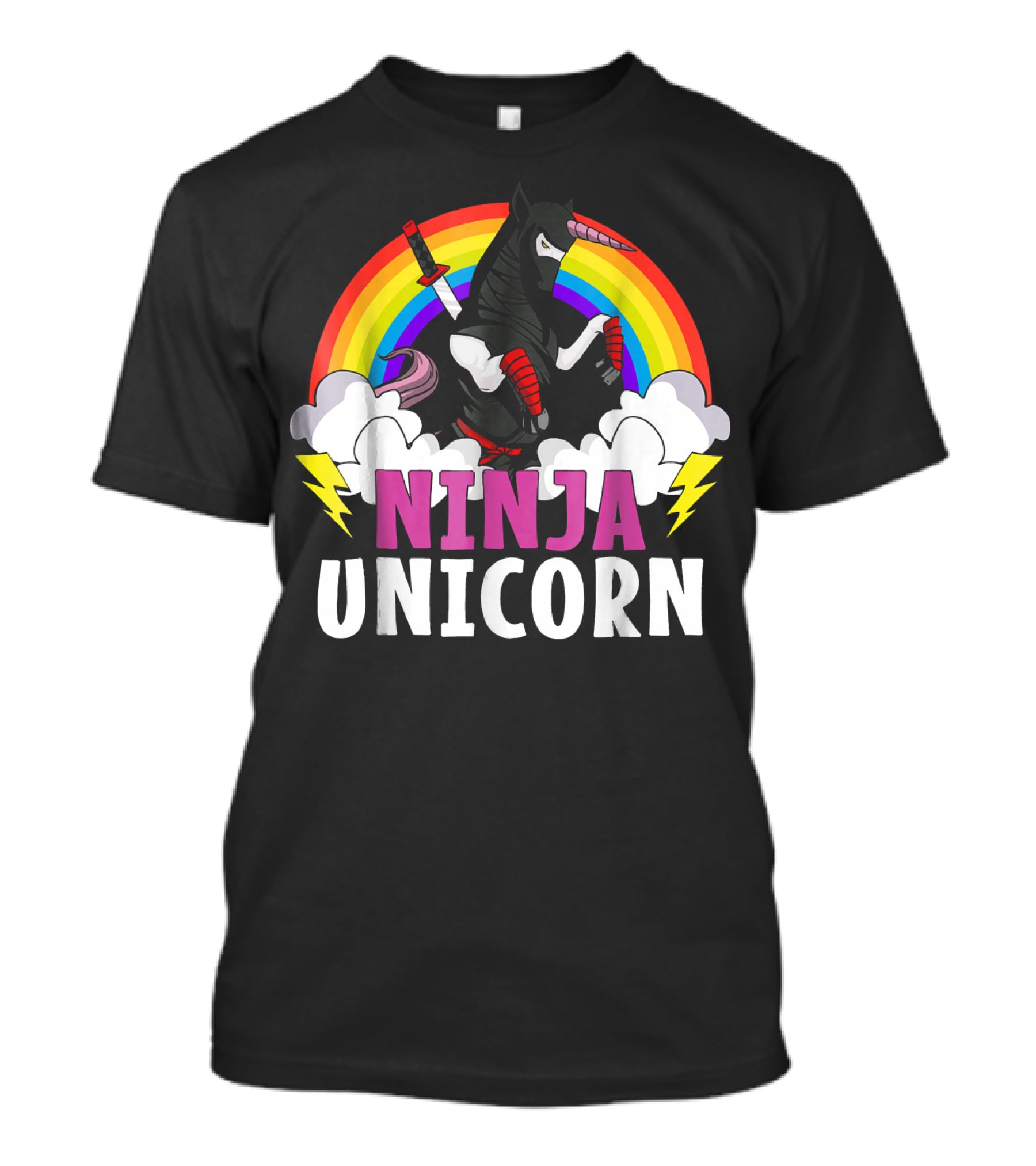 Ninja Unicorn Rainbow Karate Martial Arts T-Shirt