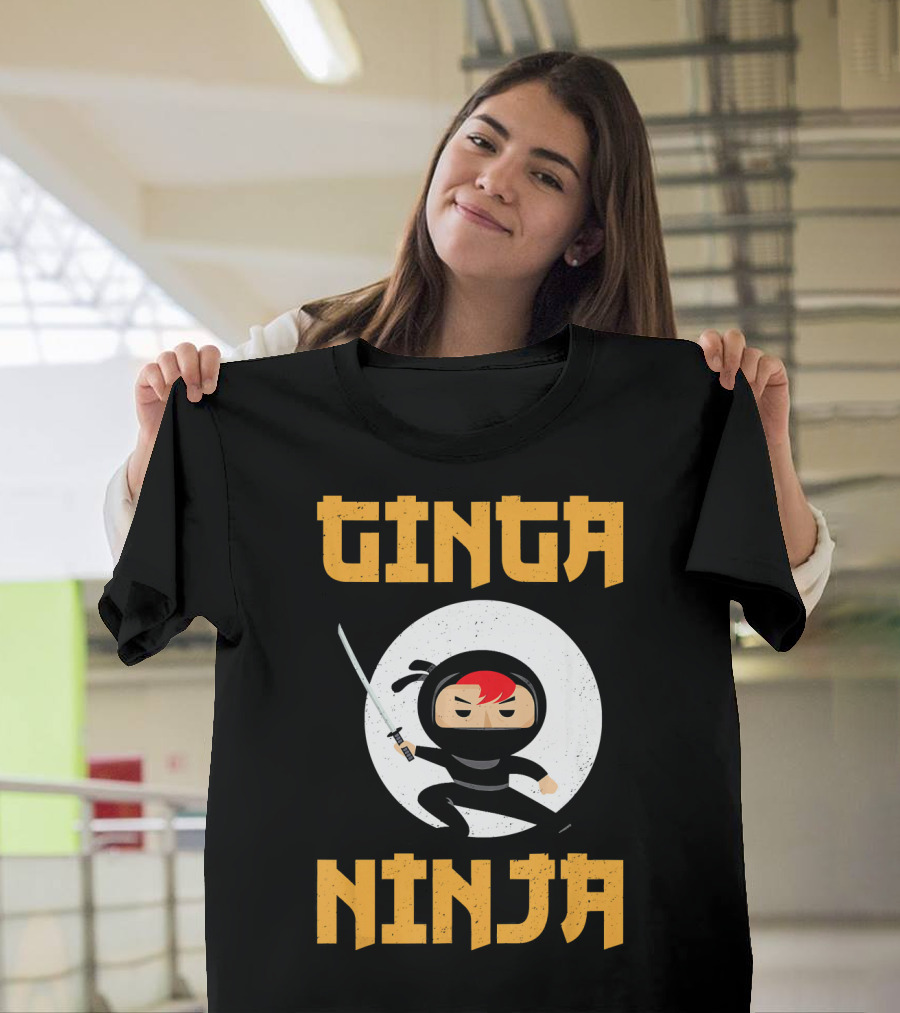 Ginger Pride Ginga Ninja Funny Redhead with Sword Character T-Shirt