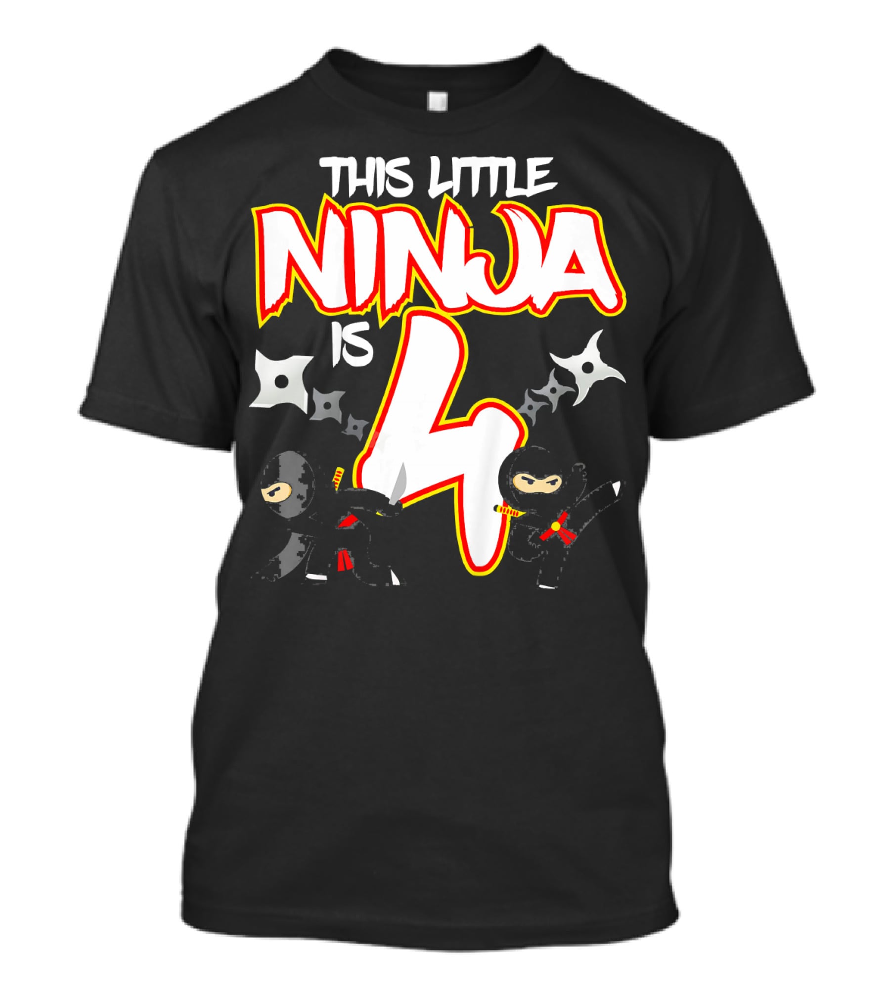This Little Ninja Is 4 Year Old Birthday Party T-Shirt