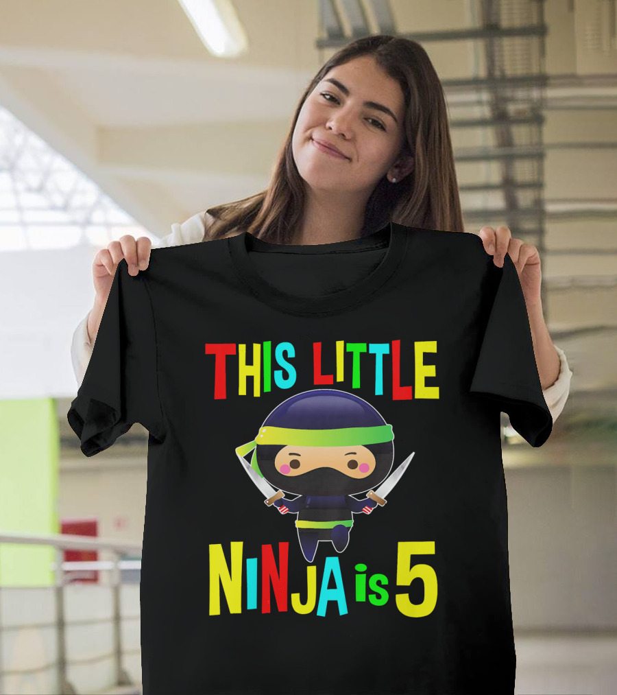 This Little Ninja Is 5 Years Old Birthday Party T-Shirt