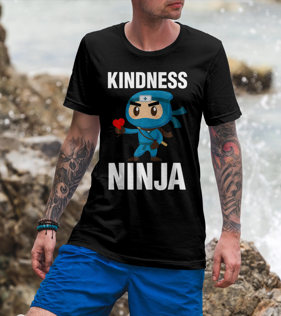 Kindness Ninja Anti Bullying Kids School Hero With Heart T-Shirt