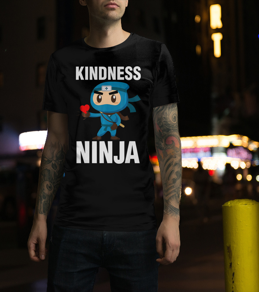 Kindness Ninja Anti Bullying Kids School Hero With Heart T-Shirt