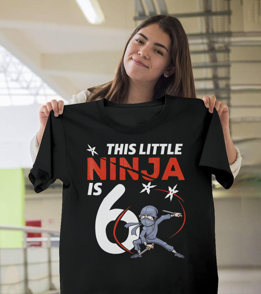 This Little Ninja Is 6 Years Old with Shuriken Warrior and Mask T-Shirt