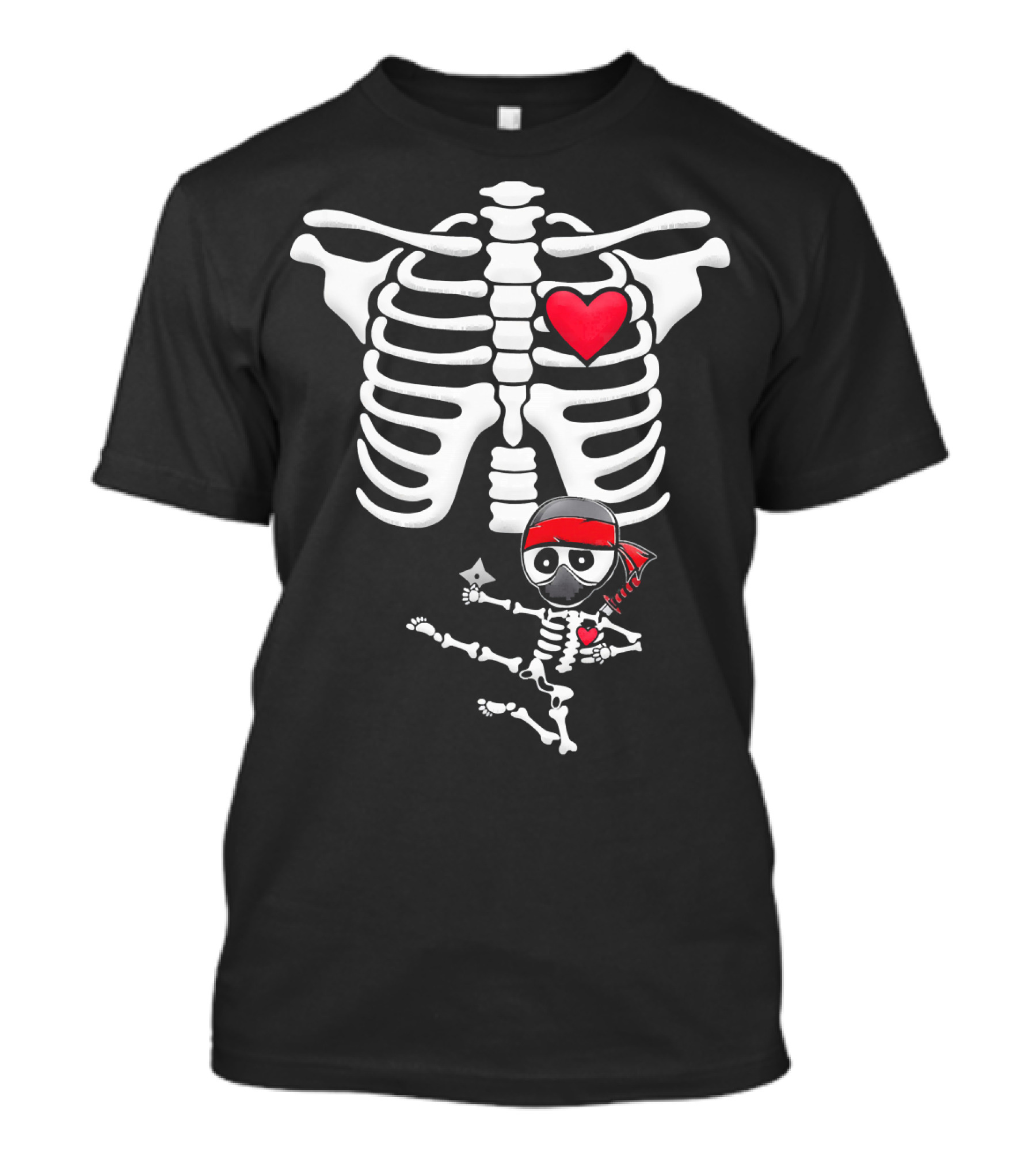 Maternity Baby Skeleton Ninja Heart Costume T-Shirt