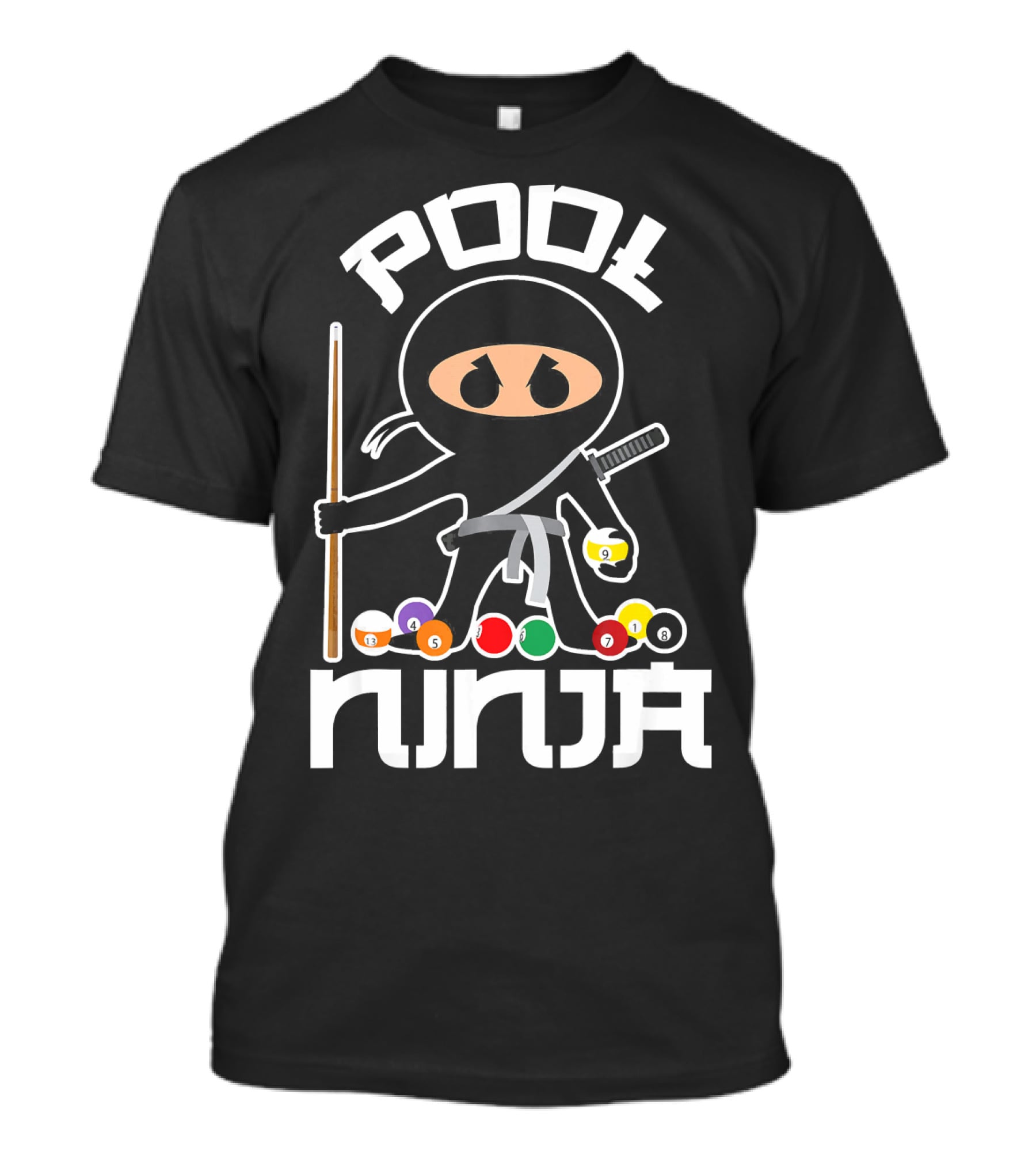 Pool Ninja Billiards With Cute Pocket Balls T-Shirt